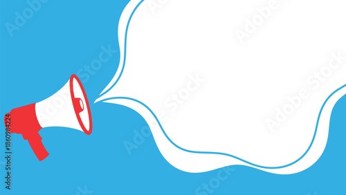 Announcement Megaphone Illustration with Blank White Speech Bubble for Custom Marketing Copy