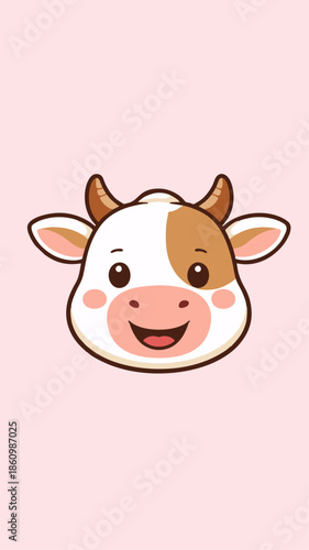 Cute Smiling Cow Face Illustration
