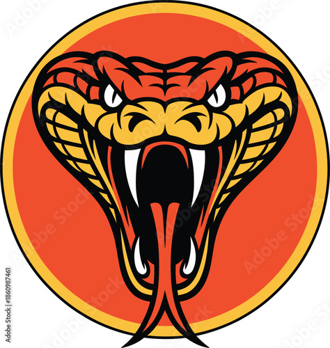 Vibrant cobra logo with open mouth and sharp fangs