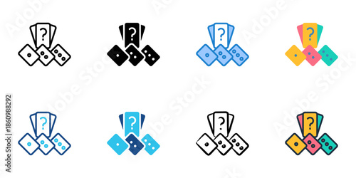 Game night icons set multiple style collection. Editable stroke 
