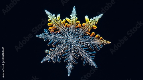 Unique Snowflake Crystal Structure Closeup Macro.