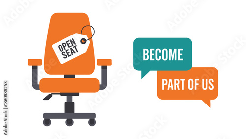 Job Vacancy Recruitment Concept with Open Seat Office Chair and Become Part of Us Text