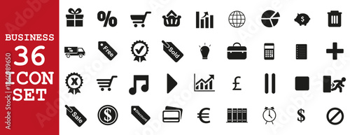 Collection of business and finance icons