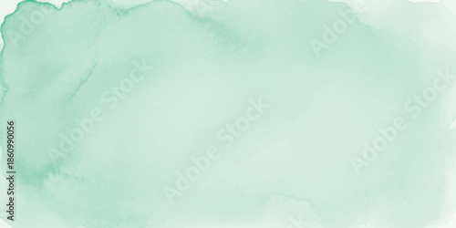 Abstract Mint Green Watercolor Background with Splatter and Bleed Effects on Paper