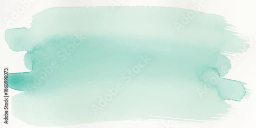 Layered Mint Green Watercolor Background with Horizontal Fluid Paint Strokes