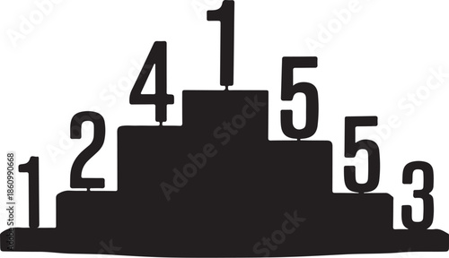 Black and white podium with numbers one two three