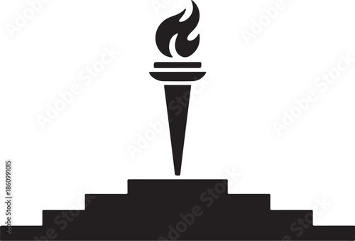 Black and white torch flame on a pedestal