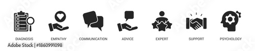 Counseling glyph Icon Set For Web Banner. Vector Illustration Concept With Some Icons. Designed In glyph Style