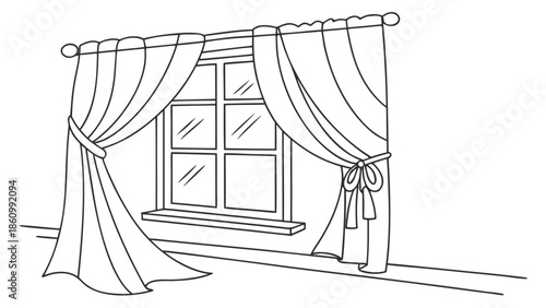 Simple window with elegant draped curtains creating a cozy and inviting interior.