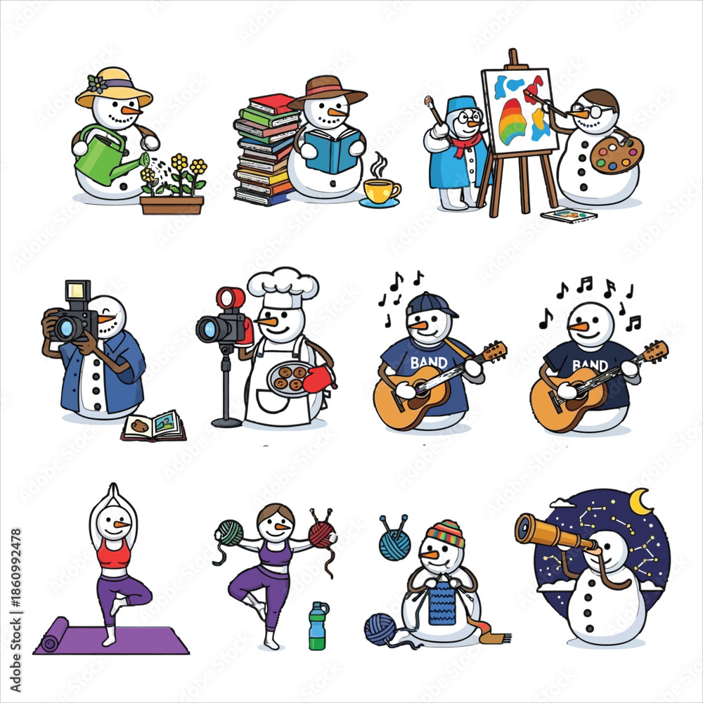 custom made wallpaper toronto digitalSnowmen enjoying hobbies and activities in winter wonderland scenes