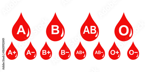 Set of Blood type icon. For web design, templates, infographics and more. flat vector illustration design
