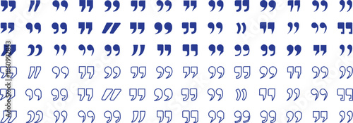 Set of quote mark, quotes icon, sign, symbol, emblem. Ditto marks icon set. Quotation marks. Dialogue discussion symbol for UI UX, website, mobile app.