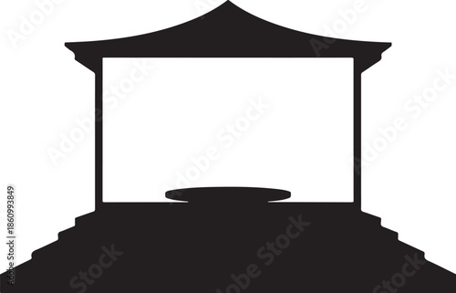 Black silhouette of a traditional altar with a circular on