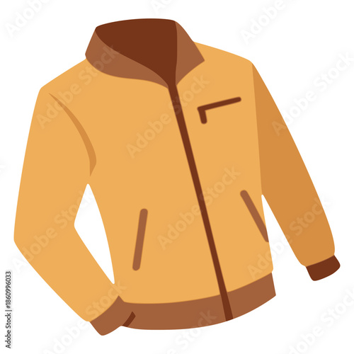 cartoon male leather jacket fashion flat color vector illustration template design