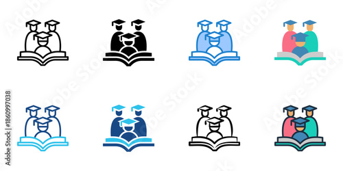 Education icons set multiple style collection. Editable stroke 
