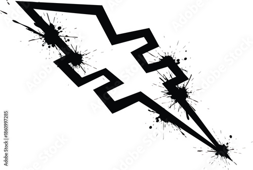 Black Lightning Bolt with Bullet Holes.