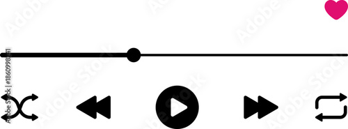 Music or video play bar icon Audio player for songs or podcast playlist. Play or pause button. Music or video play bar icon. editable stroke vector illustration