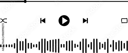 Music or video play bar icon Audio player for songs or podcast playlist. Play or pause button. Music or video play bar icon. editable stroke vector illustration