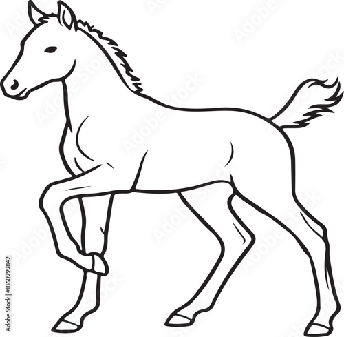 Baby Horse Silhouette | Cute Foal Animal Shape Isolated on White