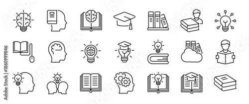 Knowledge thin line icons. Editable stroke. For website marketing design, logo, app, template, ui, etc. Vector illustration