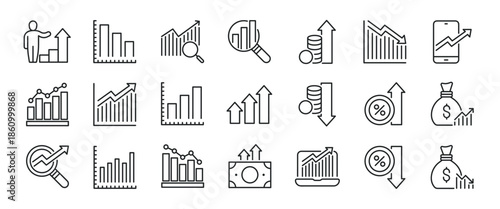 Statistics thin line icons. Editable stroke. For website marketing design, logo, app, template, ui, etc. Vector illustration