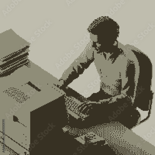 Hacker scammer computer technology. Cyber security concept. Attack and data digital. Dangers of internet theft. Illustration graphic design.