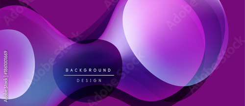 Abstract fluid shapes, vibrant purple hues, modern design. Gradient colors blend seamlessly creating dynamic background.