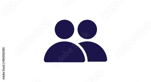 Simple depiction of two human figures presented in a dark blue minimalist silhouette