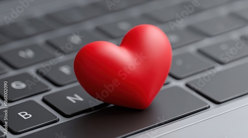 Red Heart Symbol on Modern Keyboard Emphasizing Love and Connection in Digital Communication and Relationships