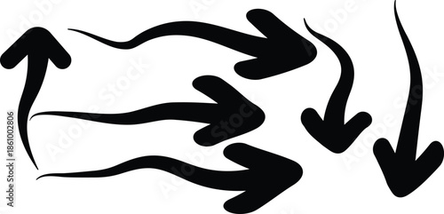 Thick Curved Arrow Set Bold Hand Drawn Direction Vector Design