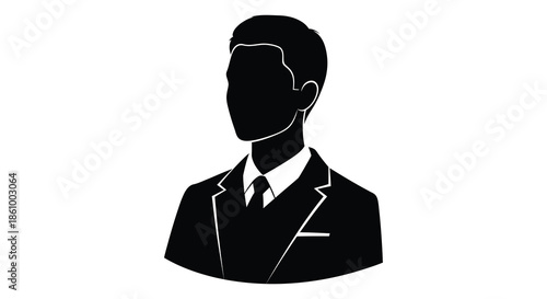 A striking black silhouette of a man wearing a suit and tie a formal representation silhouette