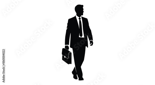 A sharply dressed man walking with a briefcase a striking visual representation silhouette