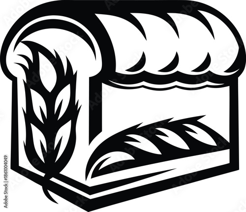 bakery shop poster icon Black silhouette vector illustration on transparent background