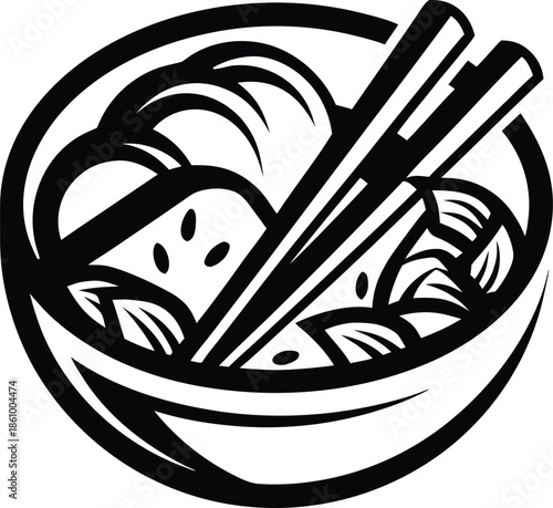 chopsticks food concept icon Black silhouette vector illustration on transparent background