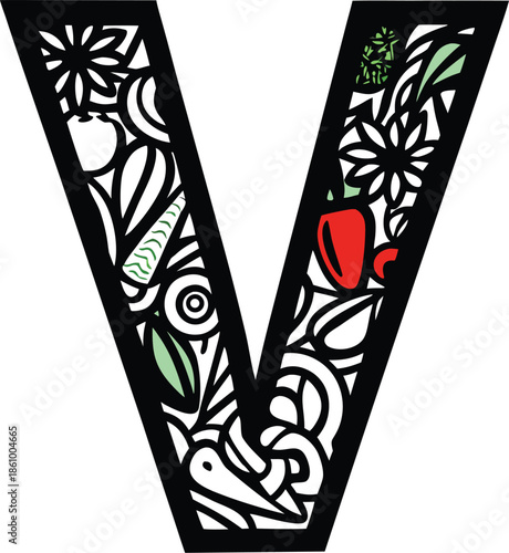 colorful vegetables pattern icon Black silhouette vector illustration on transparent background