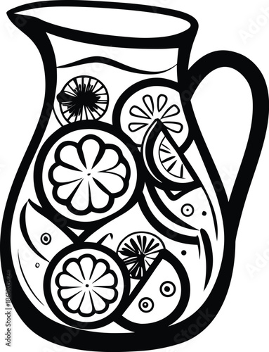 fruit infused water icon Black silhouette vector illustration on transparent background