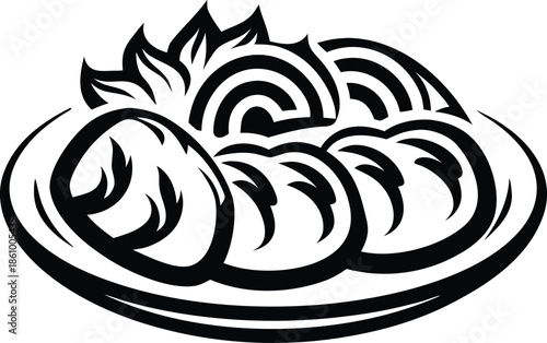 gourmet food presentation icon Black silhouette vector illustration on transparent background