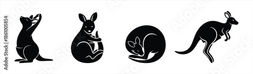 Dynamic Kangaroo Silhouettes A Collection of Illustrative Poses and Gestures