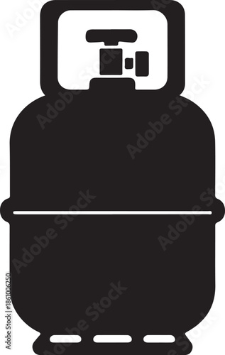 Gas Cylinder Silhouette | LPG Propane Tank Icon Isolated on White
