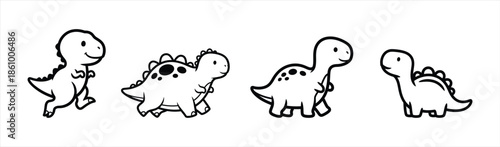 Adorable Cartoon Dinosaurs A Playful Lineup of Prehistoric Creatures