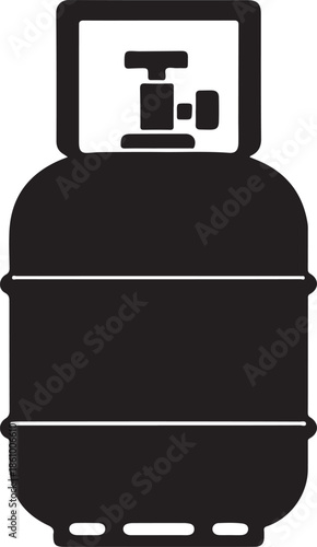Gas Cylinder Silhouette | LPG Propane Tank Icon Isolated on White