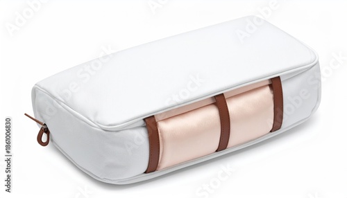 Rectangular white bag with light pink silk