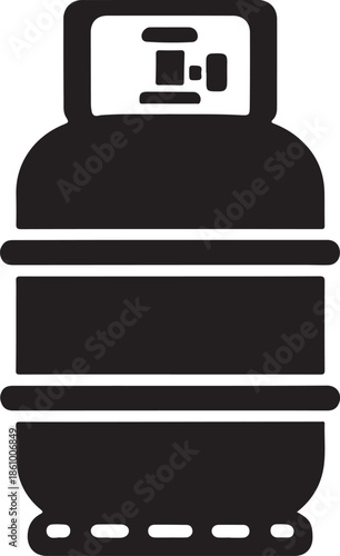 Gas Cylinder Silhouette | LPG Propane Tank Icon Isolated on White