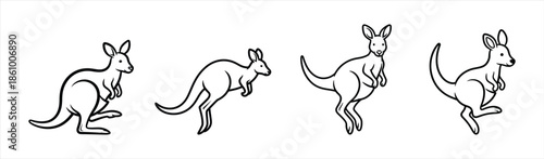 Kangaroo jumping sequence illustration, depicting motion and movement