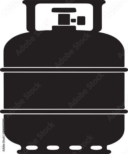 Gas Cylinder Silhouette | LPG Propane Tank Icon Isolated on White