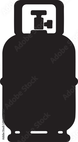 Gas Cylinder Silhouette | LPG Propane Tank Icon Isolated on White