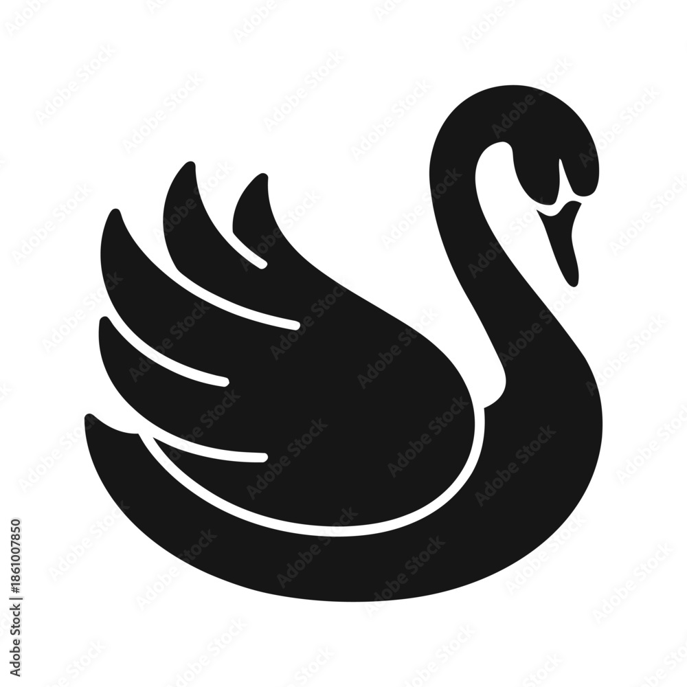 Obraz premium Elegant swan illustration a simple black and white graphic design