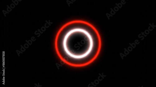a glowing red and white circle on a black background . use as multipurpose tittle intro, gaming background. product mockup. motion graphics background