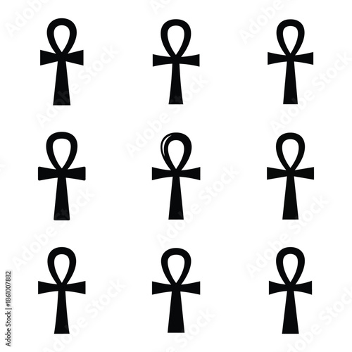 Ankh icon set representing life and ancient Egypt
