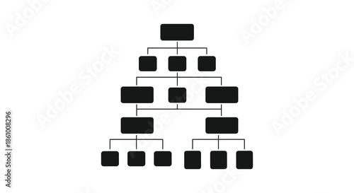 a hierarchical arrangement of black rectangles forming a pyramid shape a dark silhouette